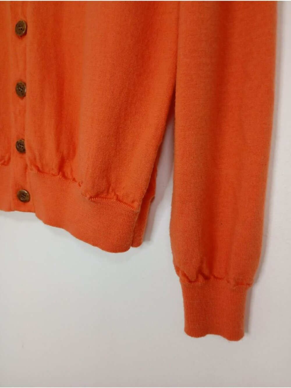 G-Mac By Kartel Cardigan Orange 100% Merino Wool Button-Up Sweater Size M - Picture 4 of 10